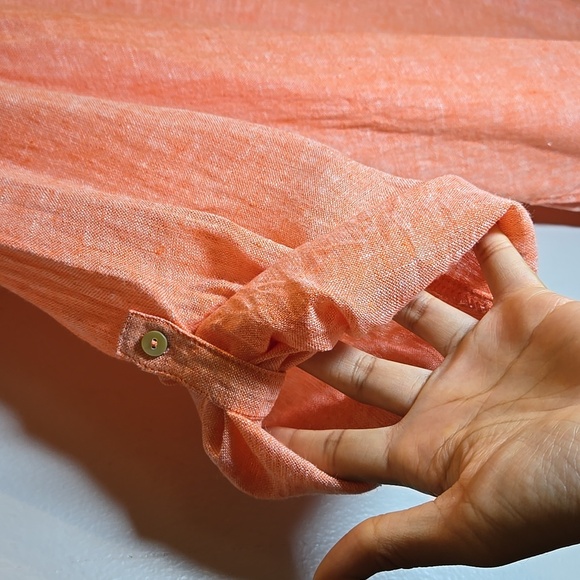 Tahari Linen Long Convertable Sleeves Lagenlook Coastal Tunic Blouse Shirt NWOT - Picture 8 of 14